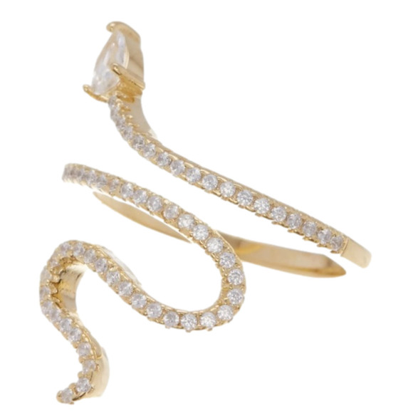 Adornia Ring Winding Snake 14K Gold Plated Size 8 - Picture 1 of 4